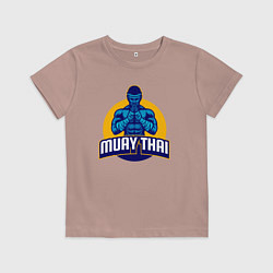 Футболка хлопковая детская Муай тай воин, цвет: пыльно-розовый