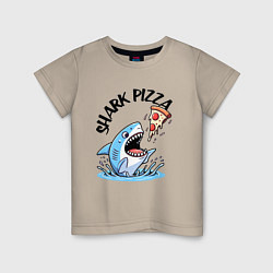 Футболка хлопковая детская Shark pizza - ai art fantasy, цвет: миндальный