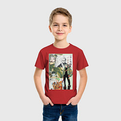 Футболка хлопковая детская Ван-Пис Зоро Ророноа коллаж сильнейший мечник, цвет: красный — фото 2