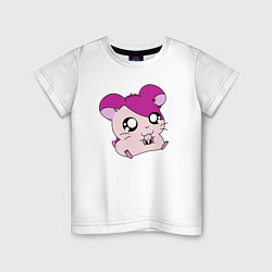 Детская футболка Хамтаро - Розовый хомячок с семечкой