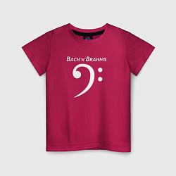 Детская футболка Бах и Брамс по-английски с басовым ключом белым