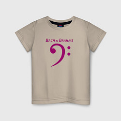 Детская футболка Бах и Брамс по-английски с басовым ключом маджента