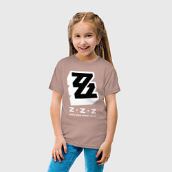 Футболка хлопковая детская Zenless zone zero лого, цвет: пыльно-розовый — фото 2