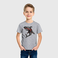 Футболка хлопковая детская Мото акула, цвет: меланж — фото 2