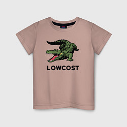 Футболка хлопковая детская Крокодил - антибренд, цвет: пыльно-розовый