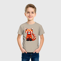 Футболка хлопковая детская Красная панда с роскошным хвостом, цвет: миндальный — фото 2