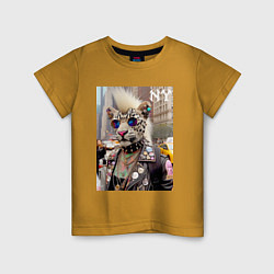 Детская футболка Леопард альбинос панк музыкант из Нью-Йорка - нейр