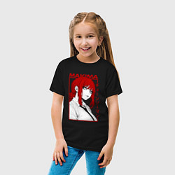 Футболка хлопковая детская Макима аниме, цвет: черный — фото 2