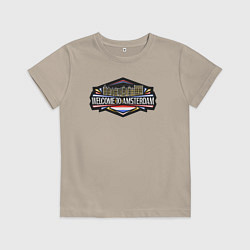 Футболка хлопковая детская Добро пожаловать в Амстердам, цвет: миндальный