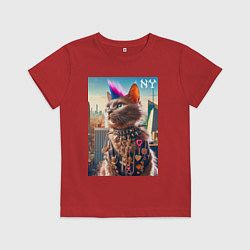 Детская футболка Funny cat punk from New York - ai art