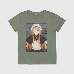 Футболка хлопковая детская Волчица и пряности Холо в платке, цвет: авокадо