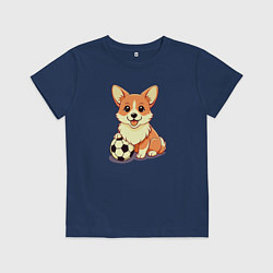 Детская футболка Корги с мячом