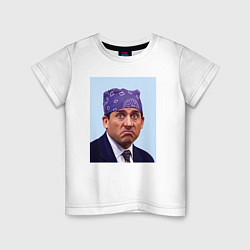 Футболка хлопковая детская Michael Scott - Prison mike the office meme, цвет: белый
