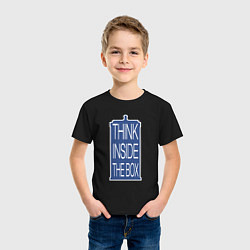 Футболка хлопковая детская Think inside the box, цвет: черный — фото 2