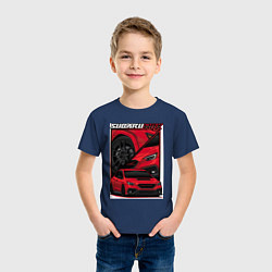 Футболка хлопковая детская Автомобиль Subaru WRX, цвет: тёмно-синий — фото 2