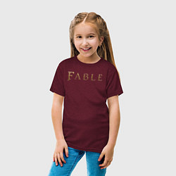 Футболка хлопковая детская Fable logo, цвет: меланж-бордовый — фото 2