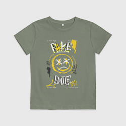 Футболка хлопковая детская Фальшивая улыбка, цвет: авокадо