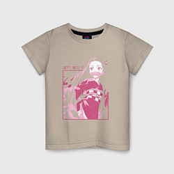 Детская футболка Клинок рассекающий демонов милая Незуко в розовом