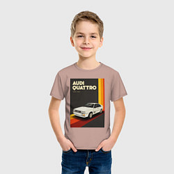 Футболка хлопковая детская Audi Quattro автомобиль, цвет: пыльно-розовый — фото 2