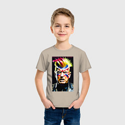 Футболка хлопковая детская Панк Дональд Трамп - жесть, цвет: миндальный — фото 2