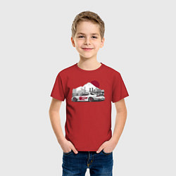 Футболка хлопковая детская Mazda rx-7 автомобиль гоночный jdm, цвет: красный — фото 2