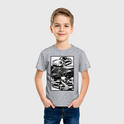 Футболка хлопковая детская Porsche автомобиль классический, цвет: меланж — фото 2