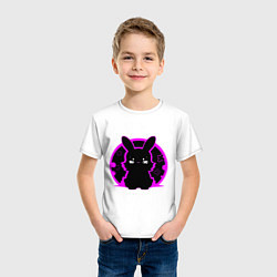 Футболка хлопковая детская Зайка на черном фоне, цвет: белый — фото 2