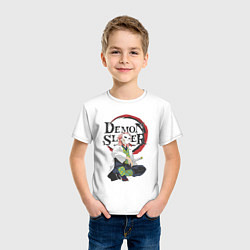 Футболка хлопковая детская Клинок рассекающий демонов Сабито, цвет: белый — фото 2