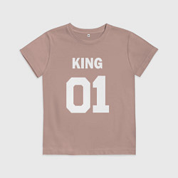 Футболка хлопковая детская Футбольная надпись 01 король, цвет: пыльно-розовый