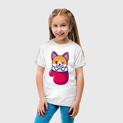 Футболка хлопковая детская Собачка в варежке, цвет: белый — фото 2