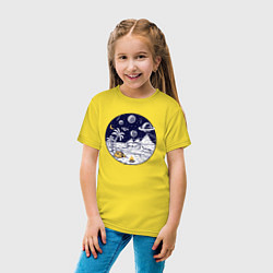 Футболка хлопковая детская Космический остров, цвет: желтый — фото 2