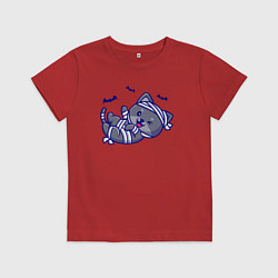 Детская футболка Котик-мумия и летучие мыши