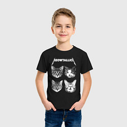 Футболка хлопковая детская Мяуталлика коты, цвет: черный — фото 2