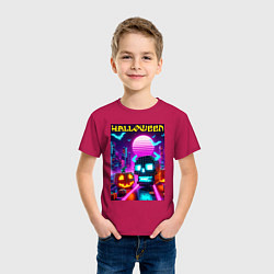 Футболка хлопковая детская Minecraft and halloween- vaporwave, цвет: маджента — фото 2