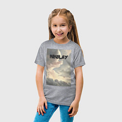 Футболка хлопковая детская Nikolay облака, цвет: меланж — фото 2