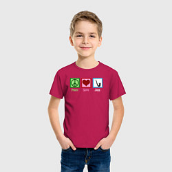 Футболка хлопковая детская Мир любовь джаз, цвет: маджента — фото 2