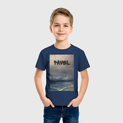 Футболка хлопковая детская Pavel волны, цвет: тёмно-синий — фото 2