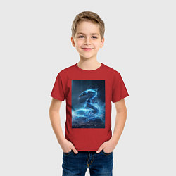 Футболка хлопковая детская Змея в молниях, цвет: красный — фото 2