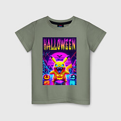 Детская футболка Pikachu - halloween vaporwave