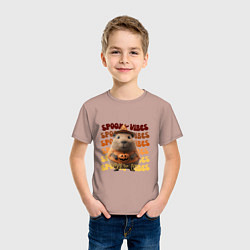 Футболка хлопковая детская Spooky vibes - жуткий вайб, цвет: пыльно-розовый — фото 2