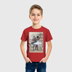 Футболка хлопковая детская Балет ноты, цвет: красный — фото 2