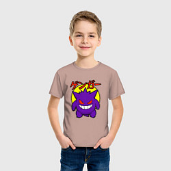 Футболка хлопковая детская Злой покемон Генгар, цвет: пыльно-розовый — фото 2