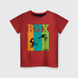 Футболка хлопковая детская BMX велосипед, цвет: красный