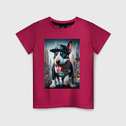 Детская футболка Funny bull terrier in New York - ai art