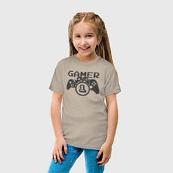 Футболка хлопковая детская Геймер номер один, цвет: миндальный — фото 2