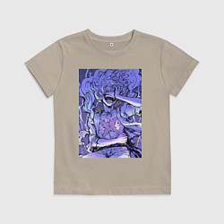 Футболка хлопковая детская Ван-Пис Луффи улыбается, цвет: миндальный