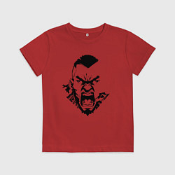 Детская футболка Кричащий боец-гладиатор - черный контур