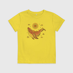 Детская футболка Кит и солнце в стиле мезенской росписи