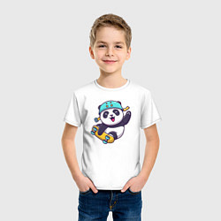 Футболка хлопковая детская Skater panda, цвет: белый — фото 2