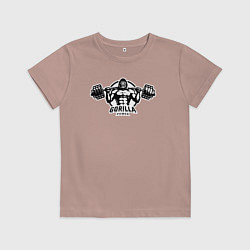 Футболка хлопковая детская Gorilla power gym, цвет: пыльно-розовый